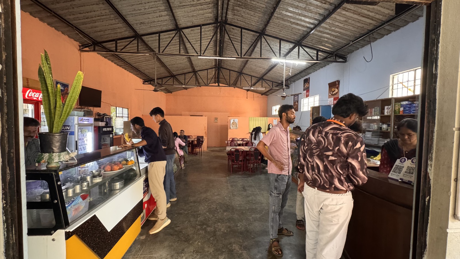Students at the BTI canteen serving counter and dining hall