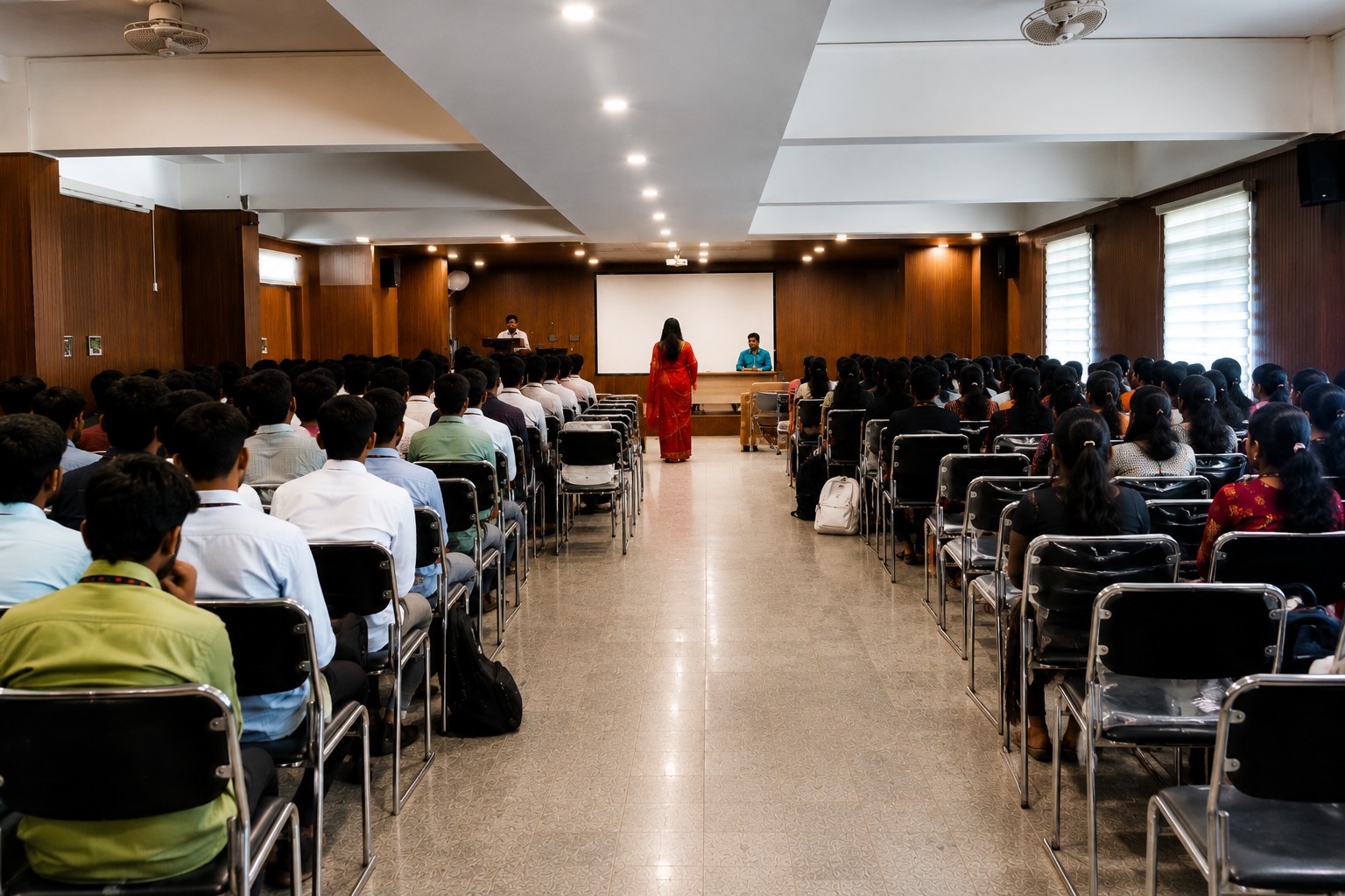 Students attending a campus recruitment session at BTI