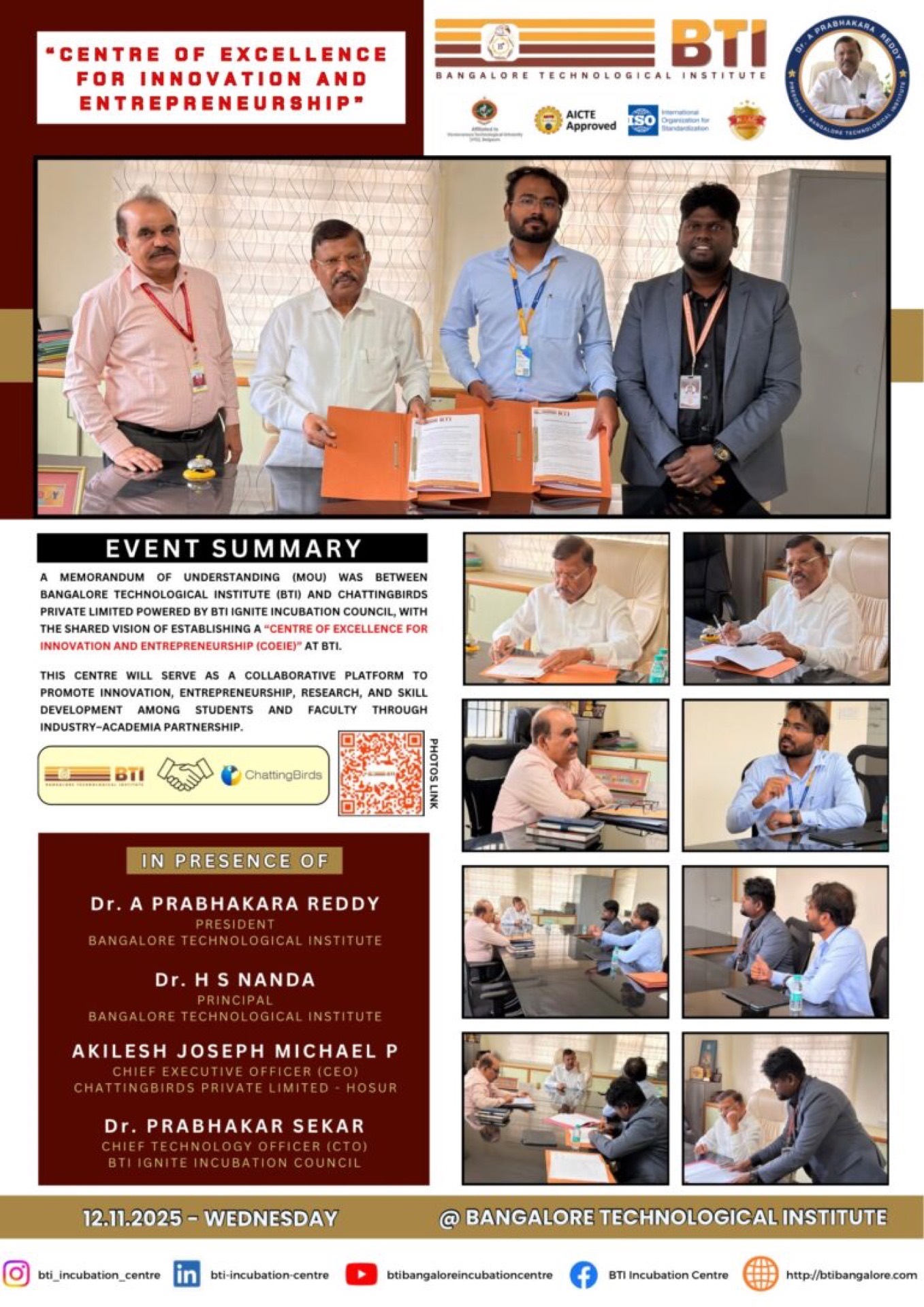 MoU Signing-Centre of Excellence for Innovation and Entrepreneurship (COEIE)